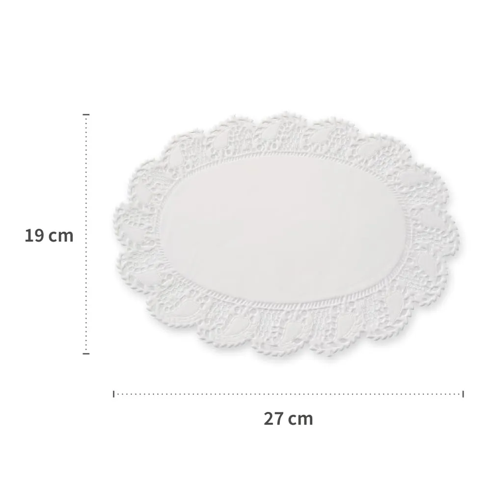 Hygostar Tortenspitzen oval 23x16 Tortendeckchen 2000 Stück weiß