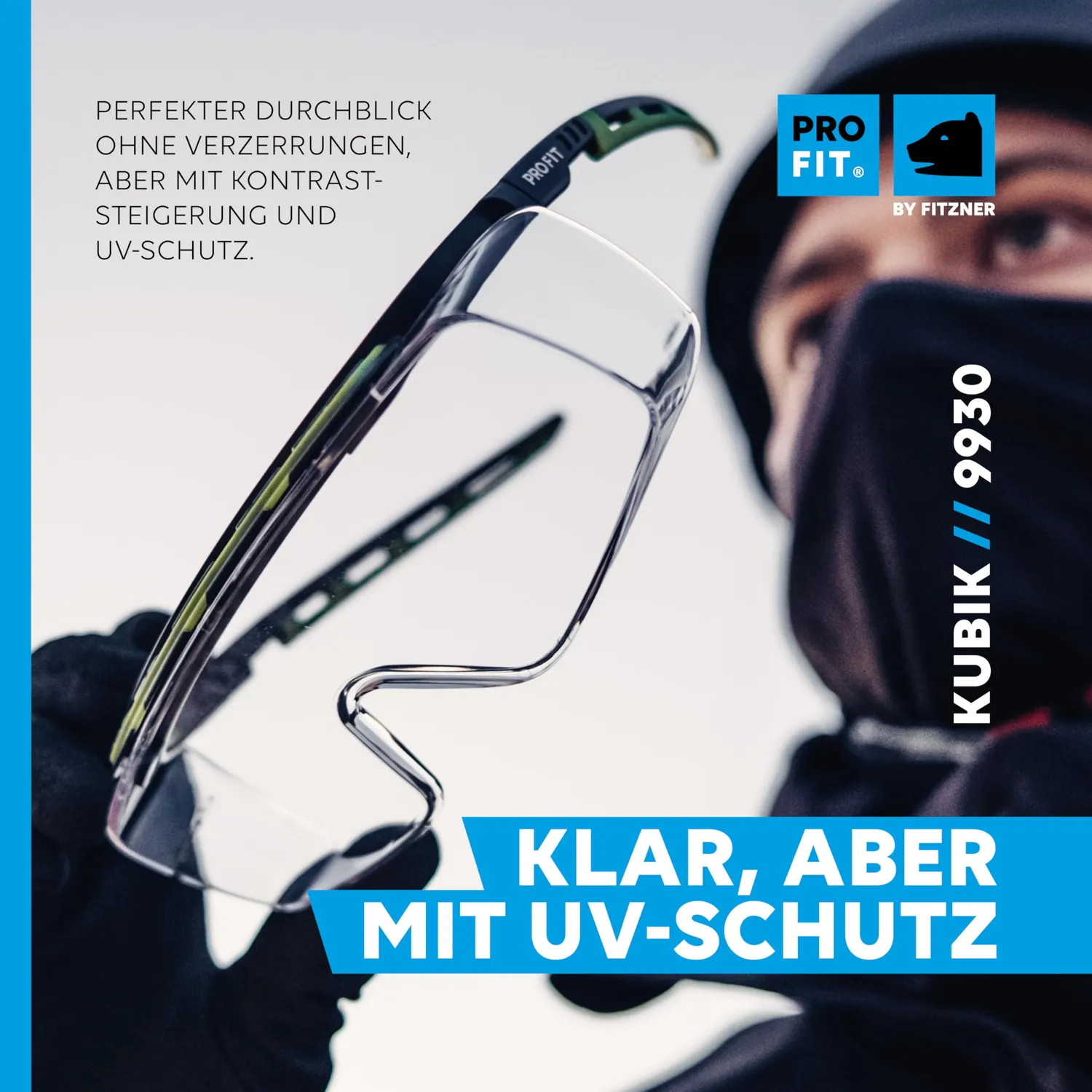ProFit Kubik Schutzbrille Schwarz-Grün Überbrille klar