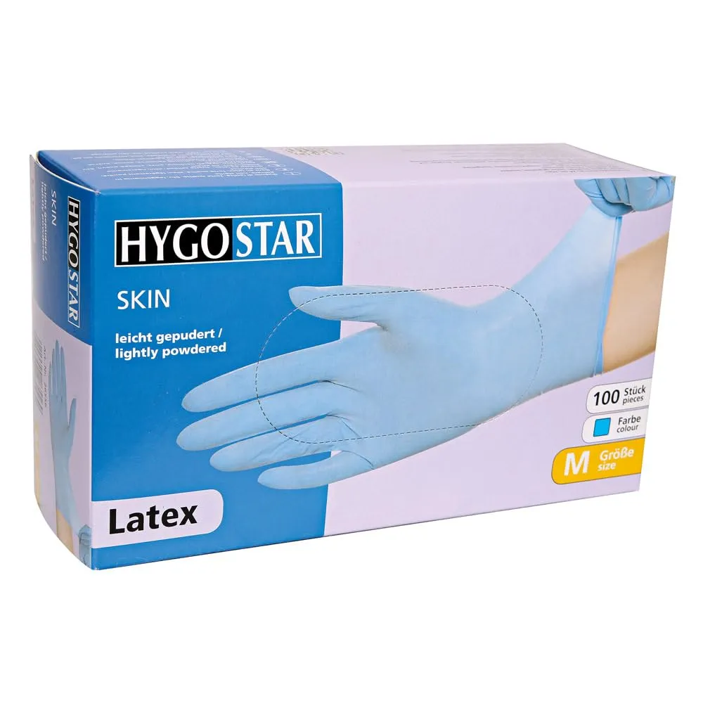 Hygostar Allfood Skin Einmalhandschuhe 100 Stück 8/M blau gepudert