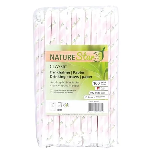 NatureStar Classic Papiertrinkhalme rot-weiß 1400 Stück FSC
