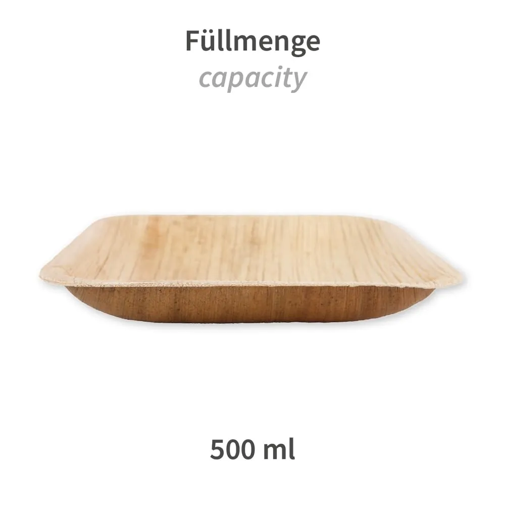 NatureStar Suppenteller Palmblatt 20cm 100 Stück 500ml eckig