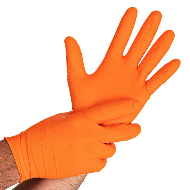 Hygostar Nitrilhandschuhe Power Grip orange 8/M 50 Stk griffig