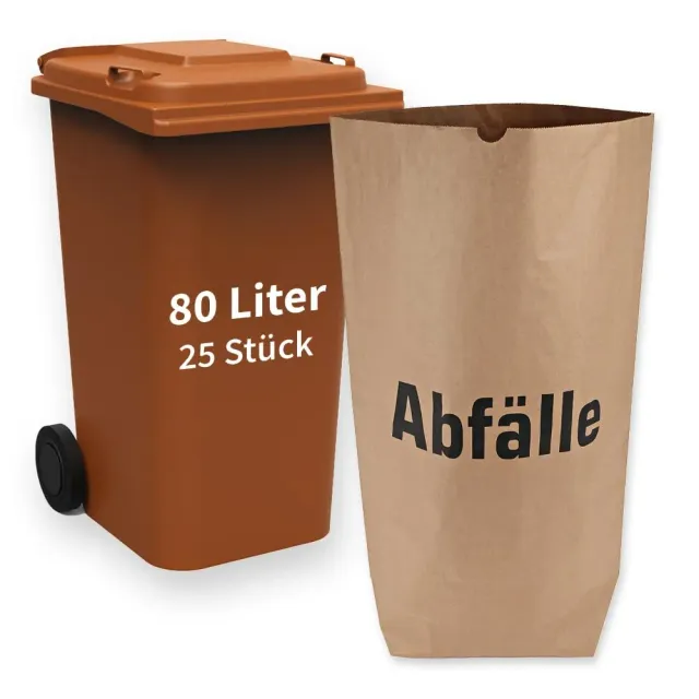 Hygoclean Papiermüllsäcke 80 L braun 25 Stk. 2-lagig