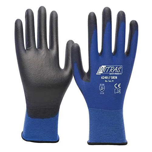 Nitras Safety Skin 6240 PU-Montagehandschuhe Gr. 7 12 Paar touchscreenfähig
