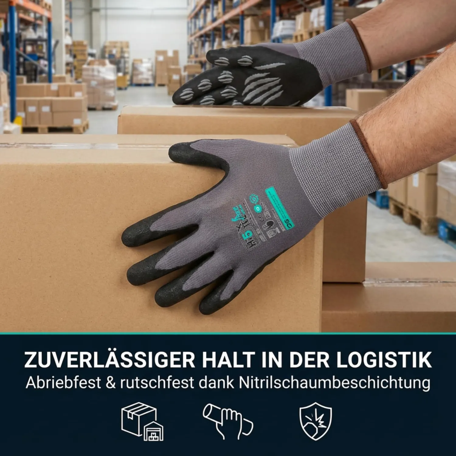 Hi5 X-FlexiTec 4131X Arbeitshandschuhe M grau 12 Paar Grip