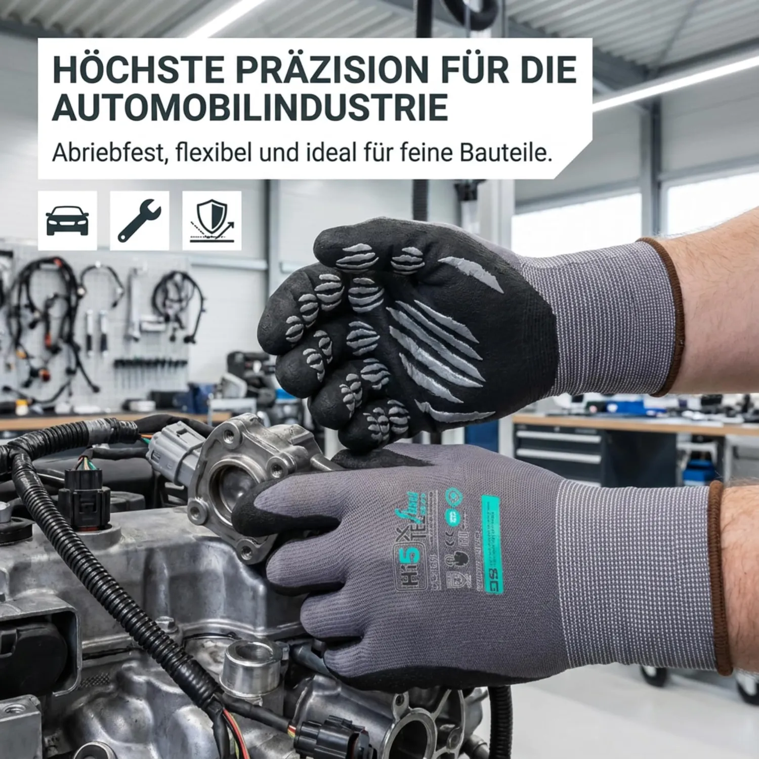 Hi5 X-FlexiTec 4131X Arbeitshandschuhe M grau 12 Paar Grip