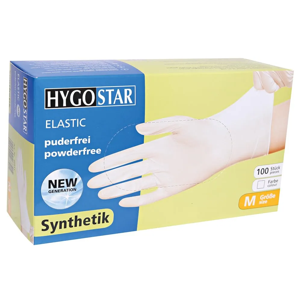 Hygostar Elastic Synthetikhandschuhe weiß 8/M 100 Stück puderfrei