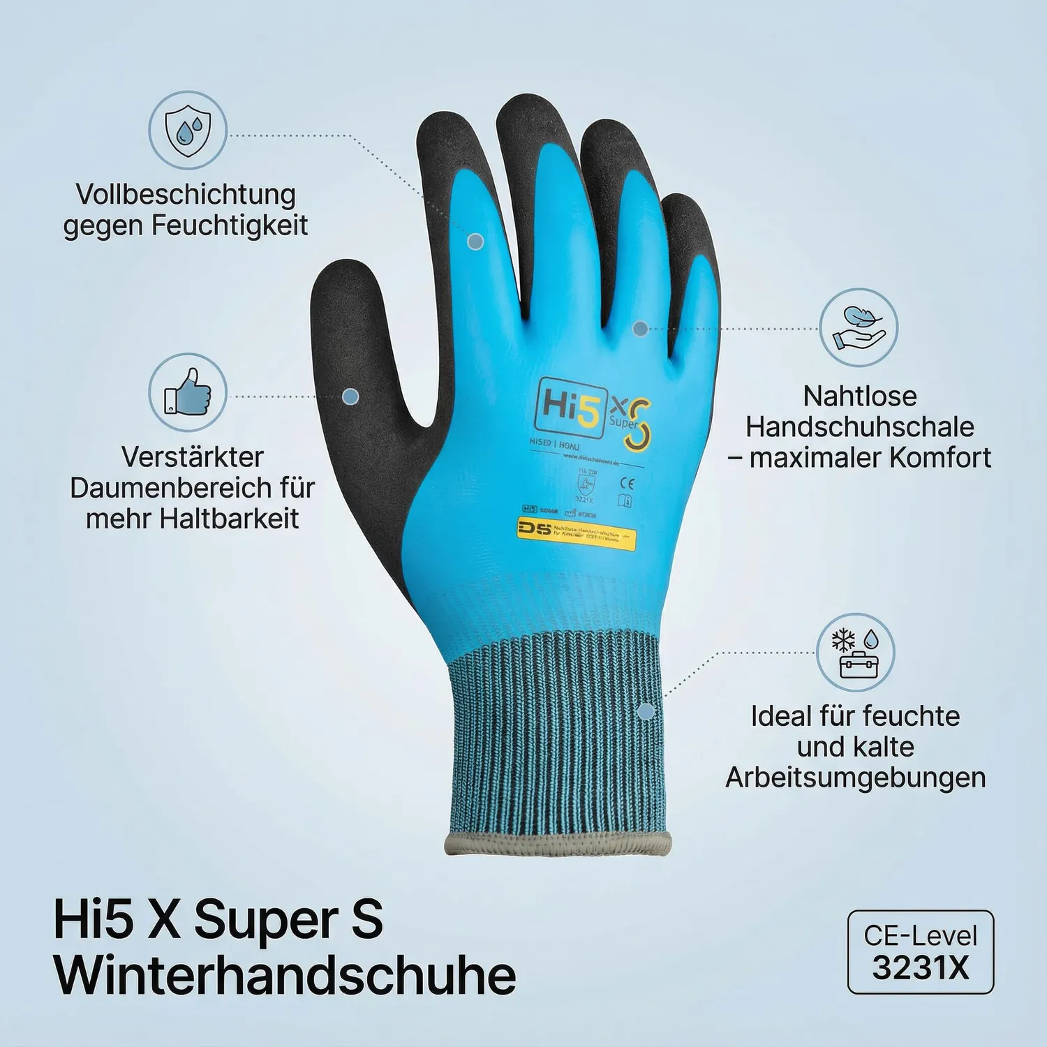 Hi5 X-Super S Winterhandschuhe XL 12 Stück Latex vollbeschichtet