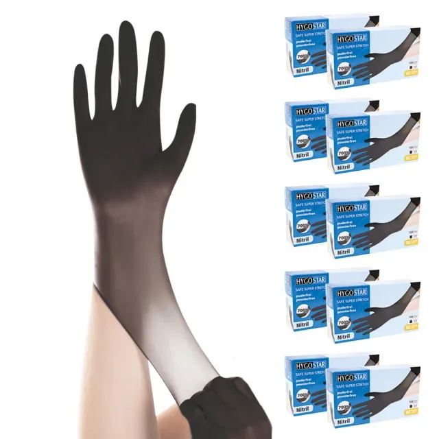 Hygostar Safe Super Stretch Nitrilhandschuhe schwarz M 1000 St