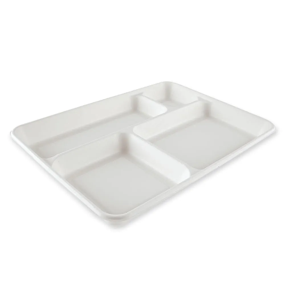 NatureStar Menütabletts 4-geteilt 37cm 160 Stück Zuckerrohr