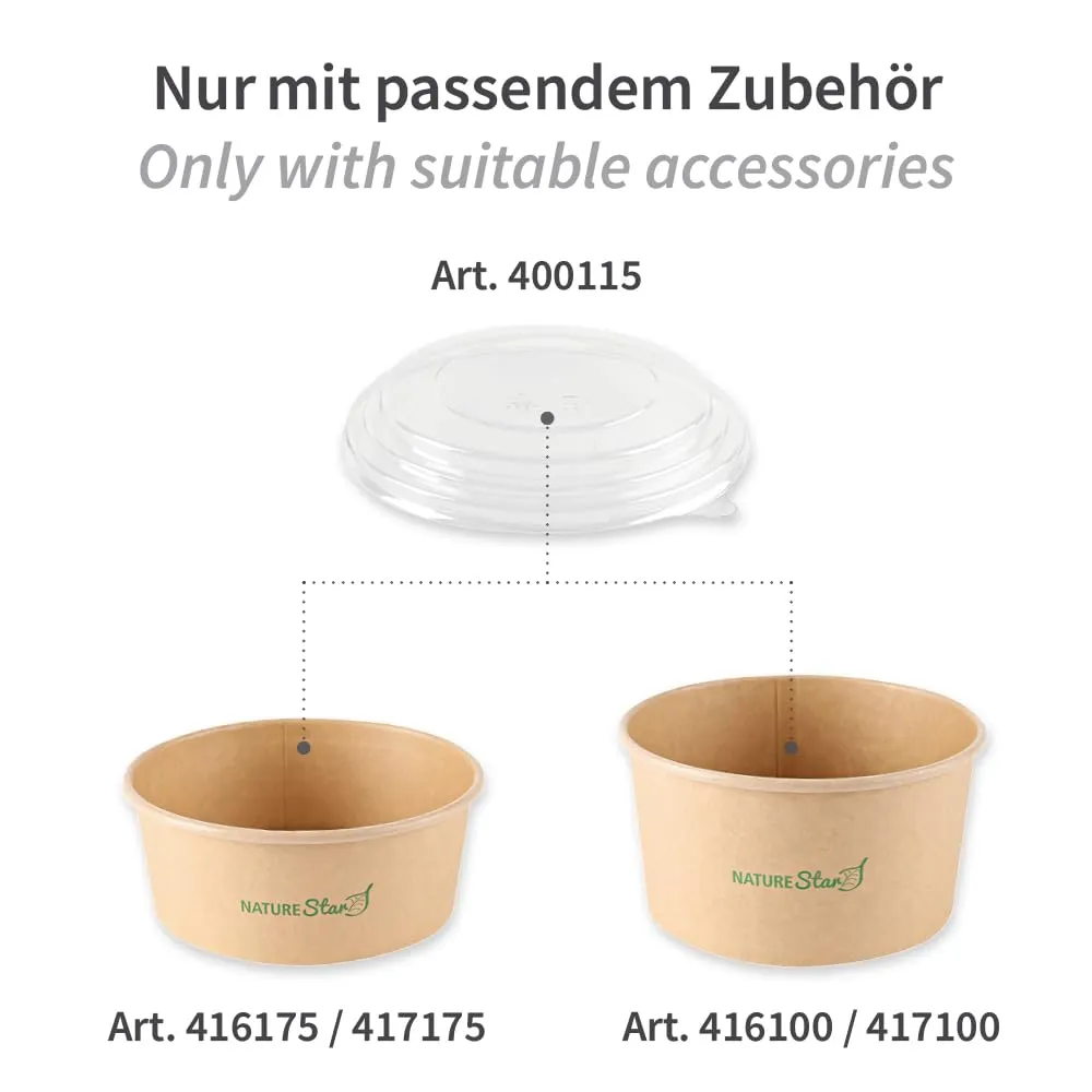 NatureStar Caesar Deckel rPET 300 Stück Ø 15 cm transparent