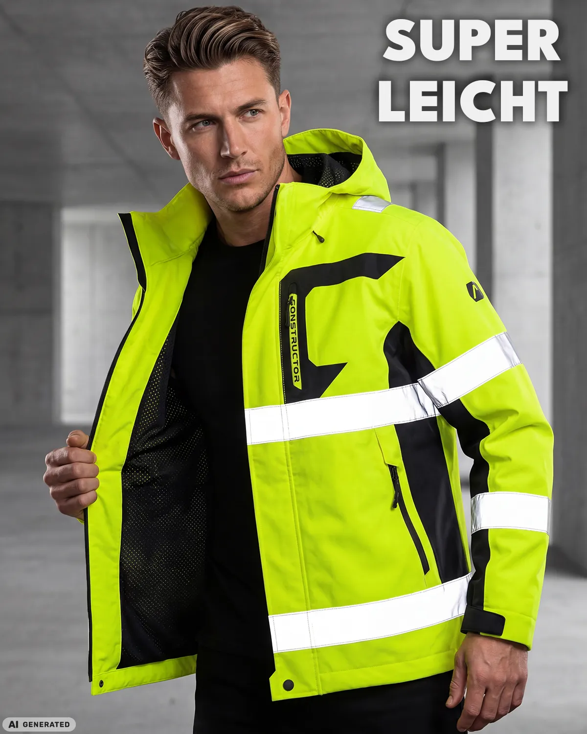 ACE Constructor Hi-Viz Regenjacke Gelb L wasserdicht