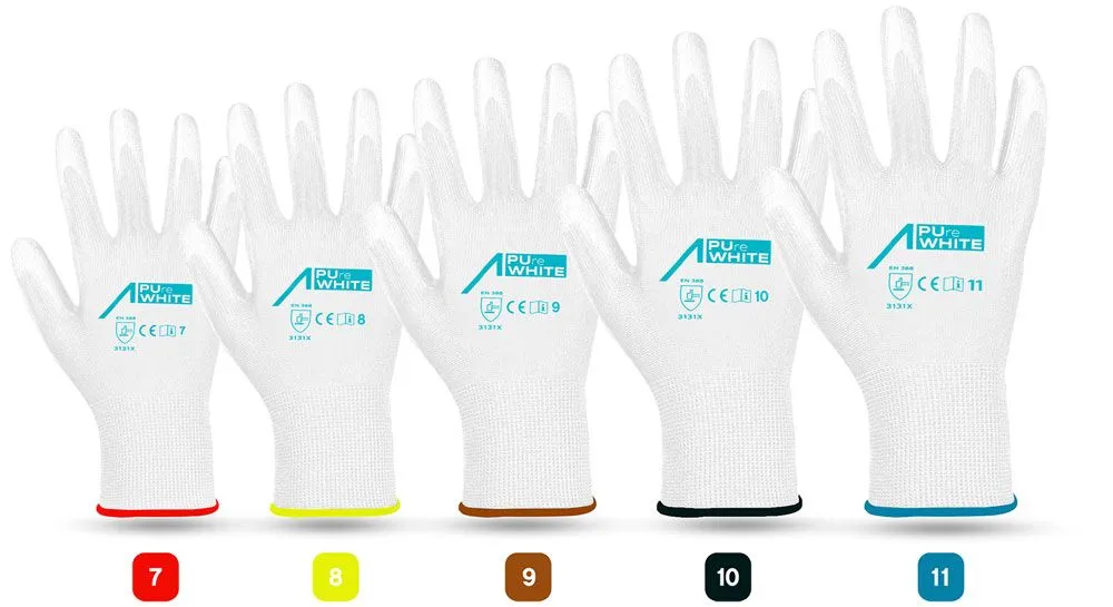 ACE PUre White PU-Arbeitshandschuhe 10 Paar Gr. 07-S weiß