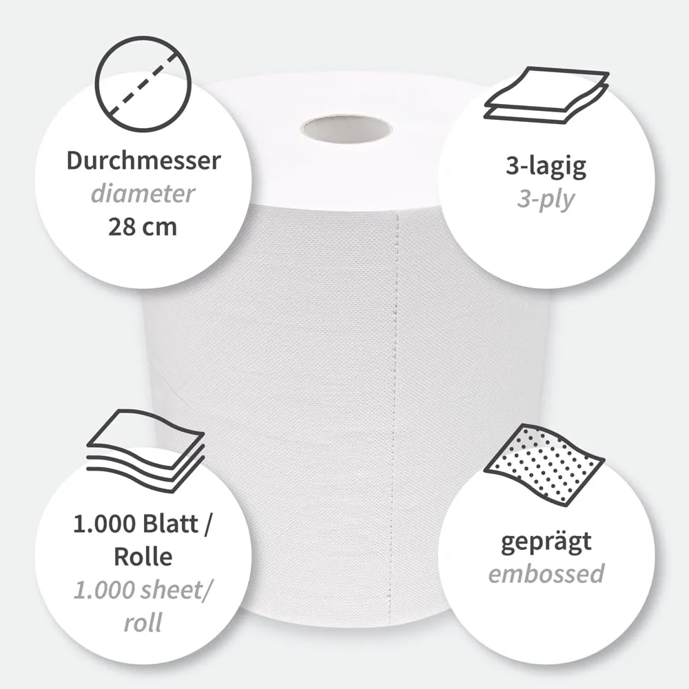 Hygoclean Putzpapier 3-lagig 350 m 1000 Blatt weiß