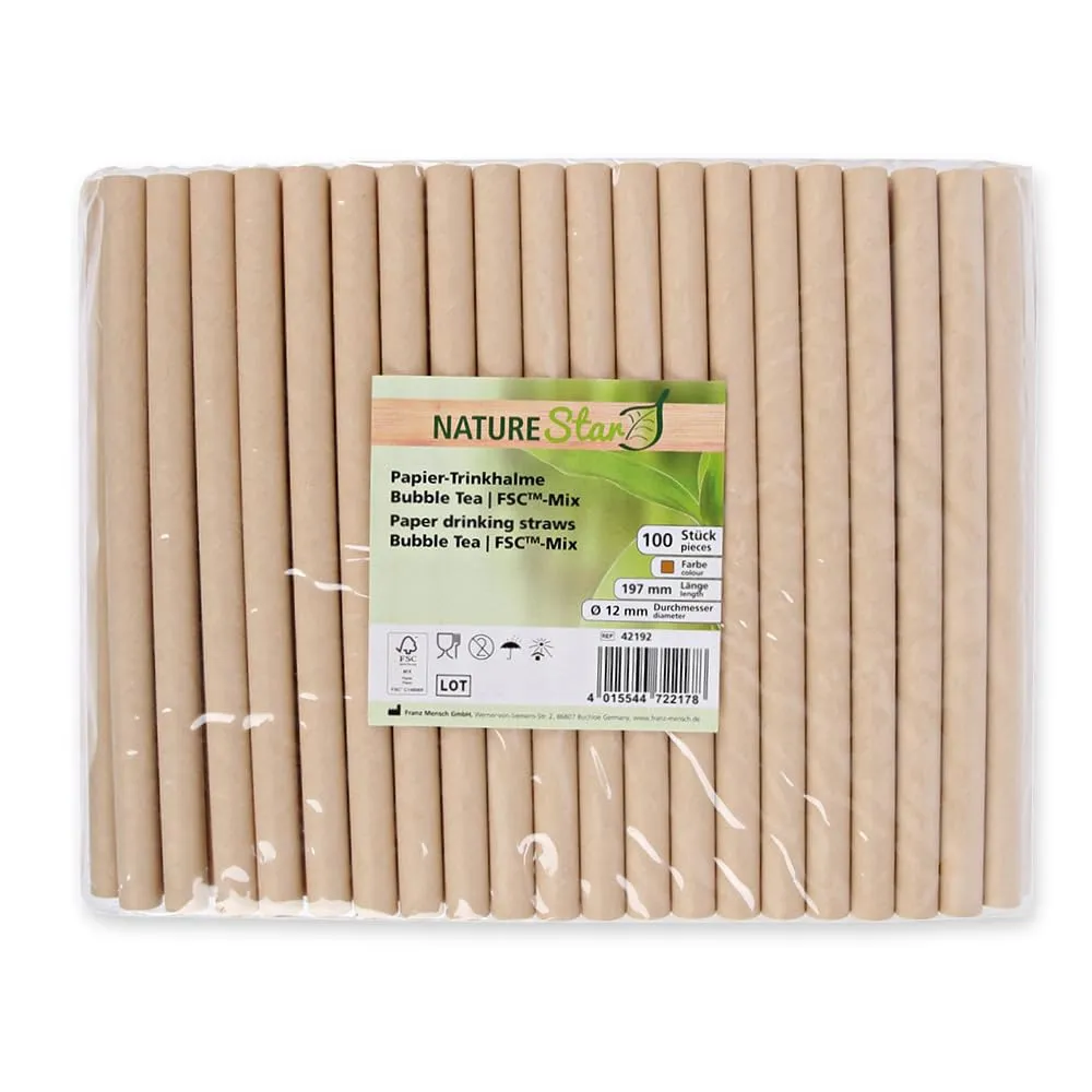 NatureStar Bubble Tea Papiertrinkhalme braun 3000 St 19,7cm