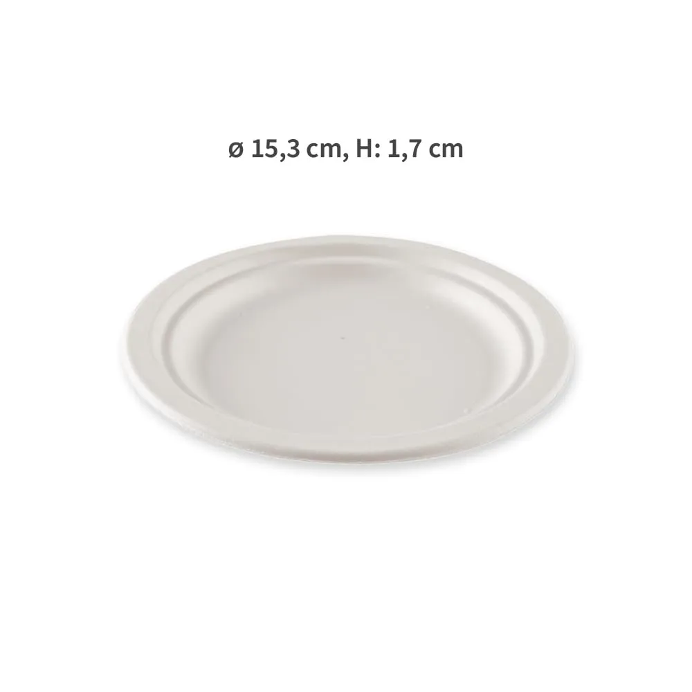 NatureStar Zuckerrohr-Teller rund weiß 15,3 cm 1000 Stück bio
