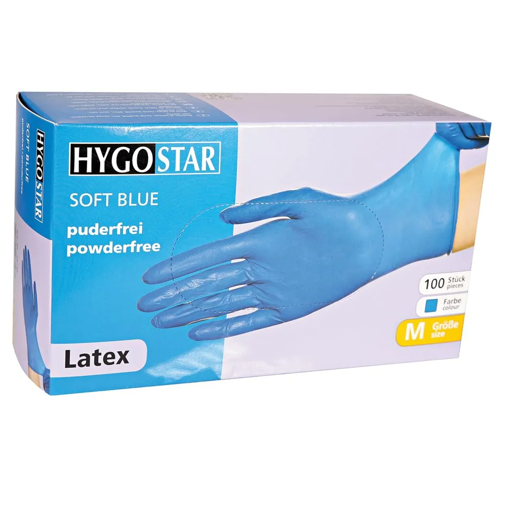 Hygostar Soft Blue Latexhandschuhe blau 8/M 1000 Stück puderfrei