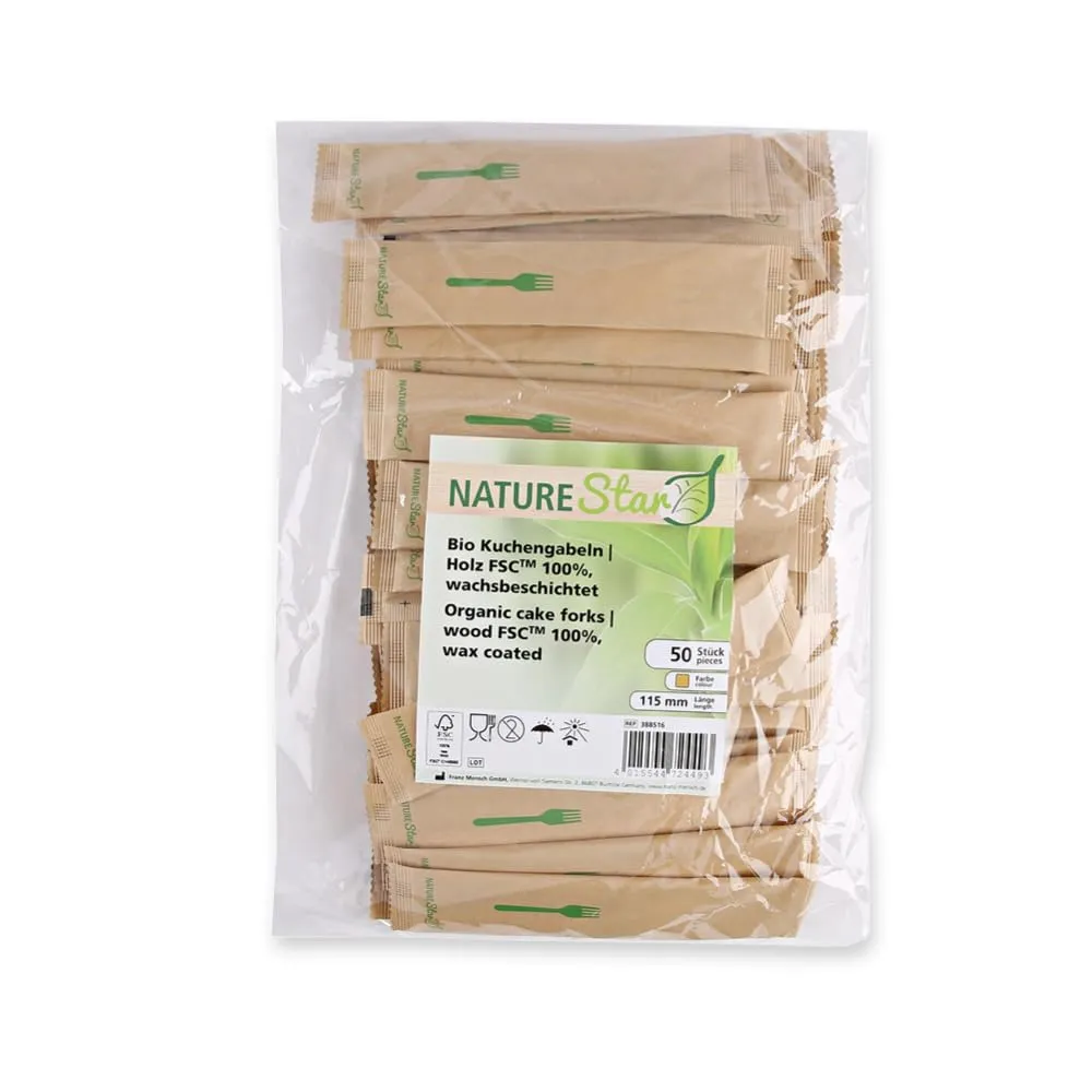 NatureStar Kuchengabel Holz 11,5 cm 500 Stück einzeln