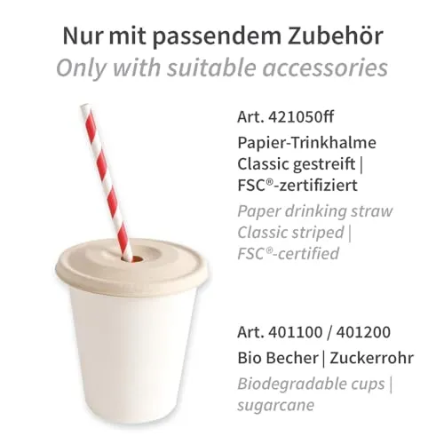 NatureStar Flachdeckel Zuckerrohr natur 1000 Stück Ø9,4cm