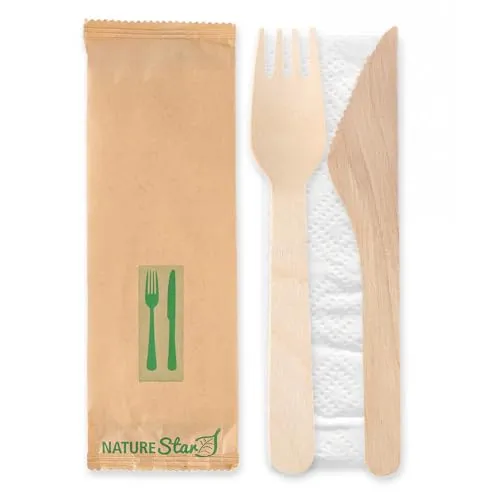 NatureStar Bestecksets Double Holzbesteck 500 Sets gewachst