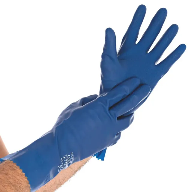 Hygostar Satin Blue Chemikalienschutzhandschuhe 7/S 2 Stück Latex