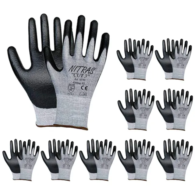 Nitras 6350 CUT 3 Schnittschutzhandschuhe Gr.7 10 Paar PU