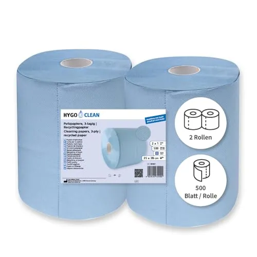 Hygoclean Putzpapier blau 3-lagig 2x500 Abrisse