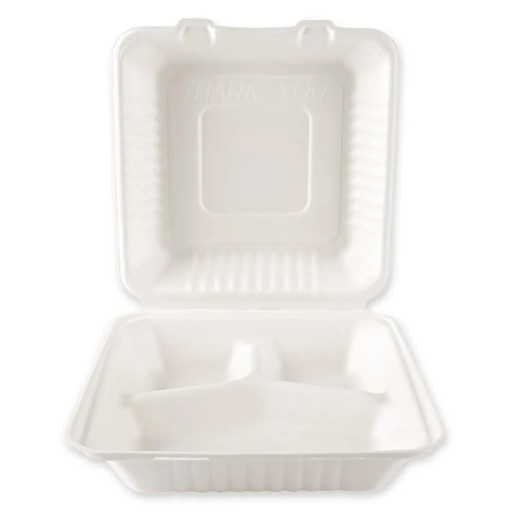 NatureStar Menübox 3-geteilt natur 1,1 L 250 Stück Klappdeckel