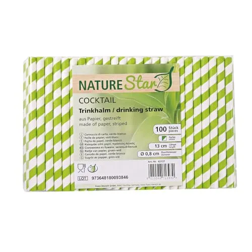 NatureStar Papier-Trinkhalme Cocktail 13 cm grün 4000 Stück