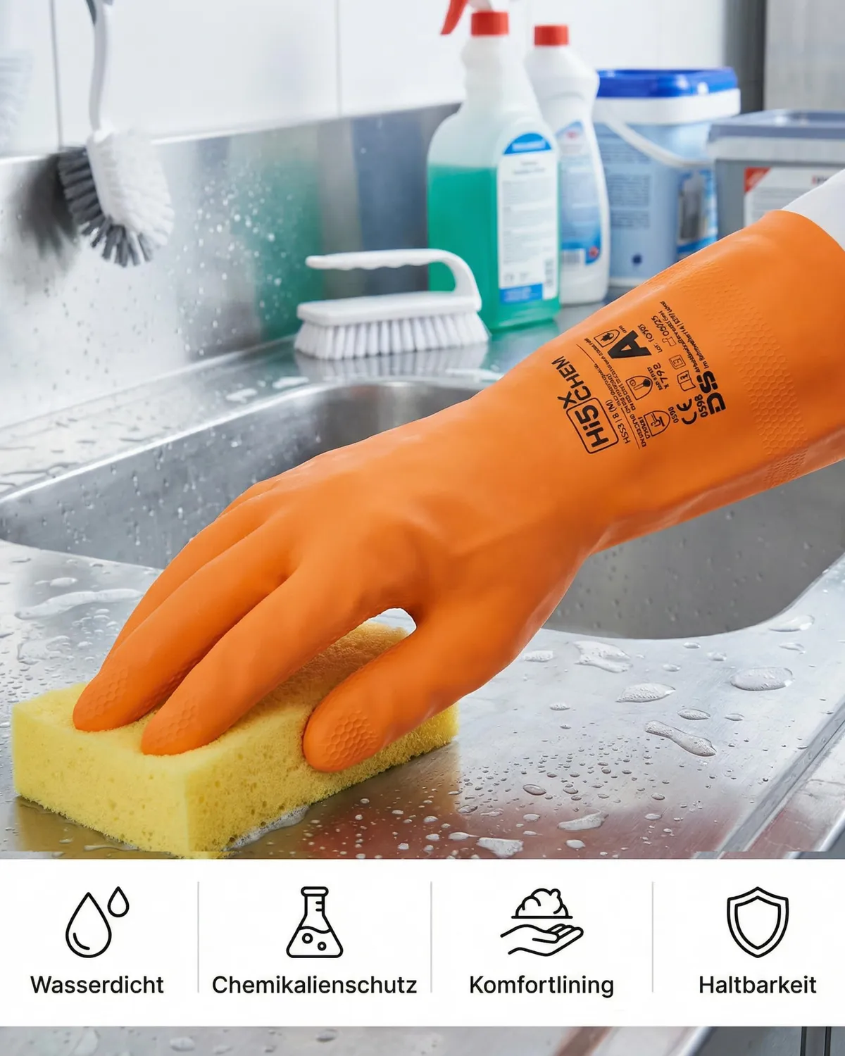 Hi5 X-Chem HI553 Chemikalienschutzhandschuhe orange XXL 3 Stück Typ A