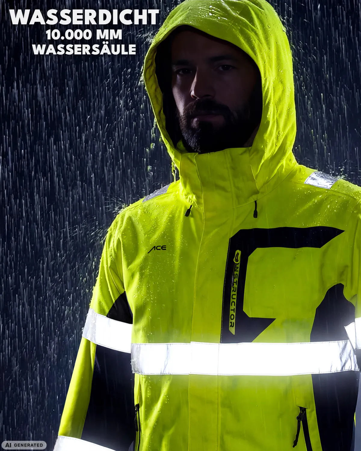 ACE Constructor Hi-Viz Regenjacke Gelb L wasserdicht