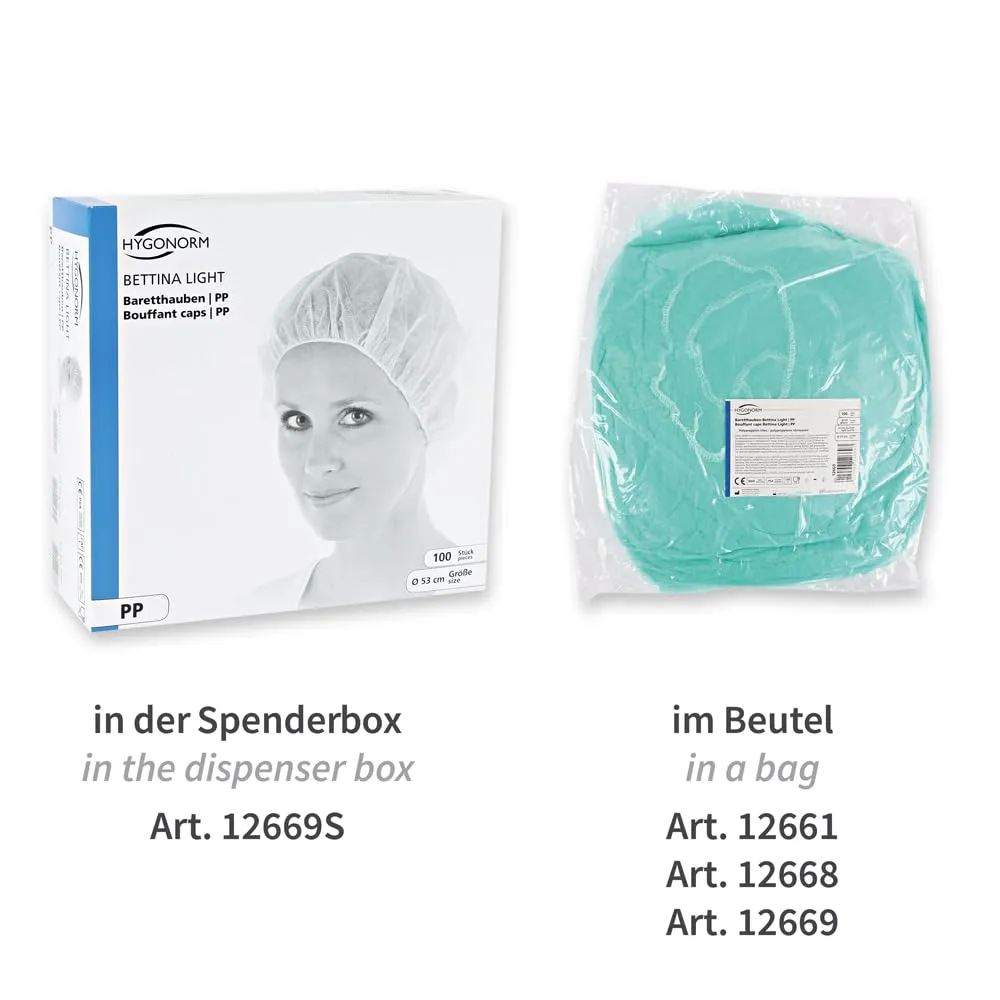 Hygonorm Baretthauben Bettina Light PP grün 1000 Stück