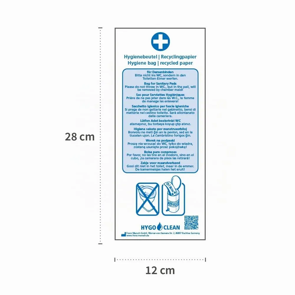 Franz Mensch Hygostar Hygienebeutel Papier weiß 1000 Stk. 28x12x3