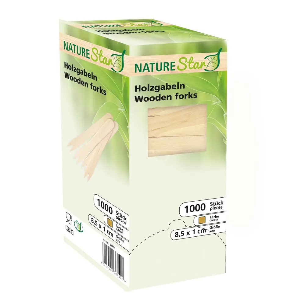 NatureStar Pommesgabeln Holz 9cm 10000 Stück zweizackig