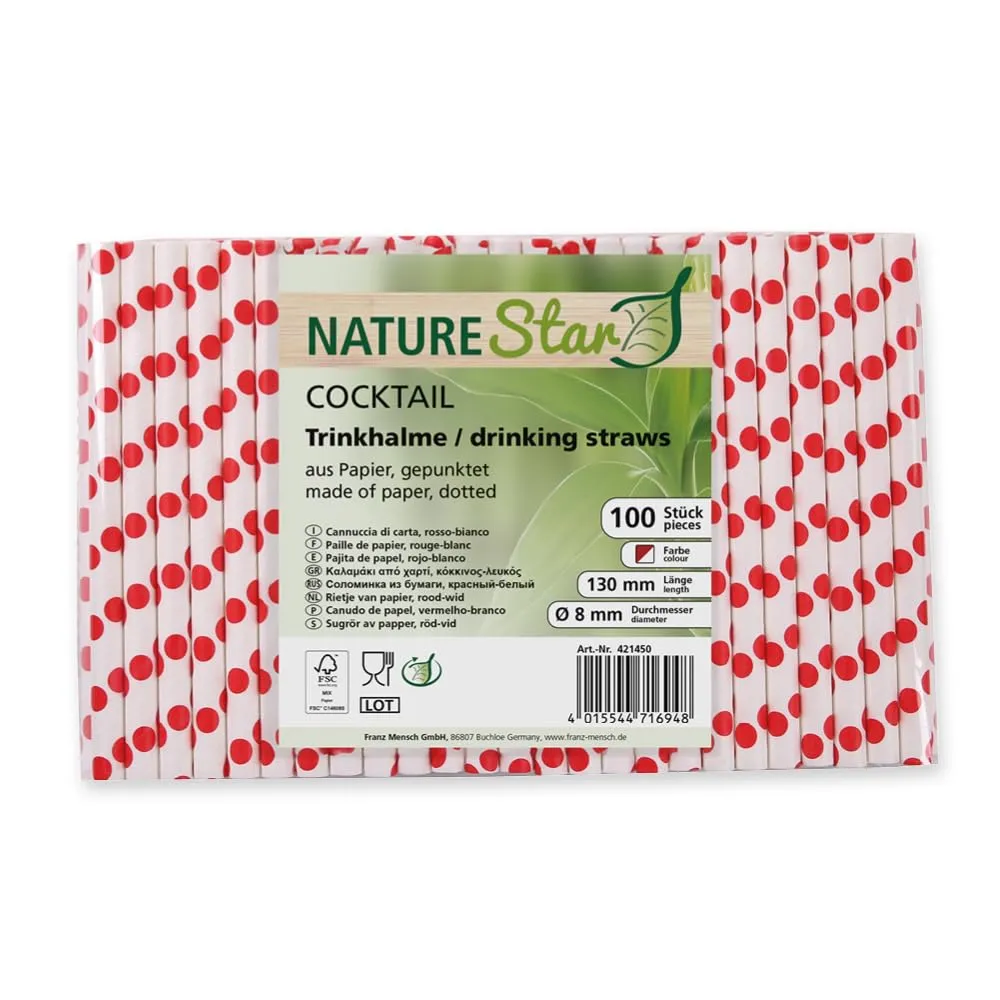 NatureStar Cocktail Papiertrinkhalme rot-weiß 3400 Stück