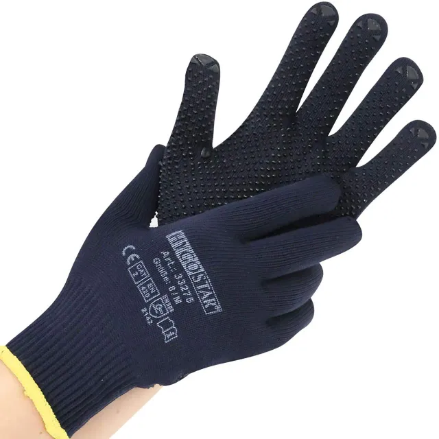 Hygostar Pearl 33275 Feinstrickhandschuhe blau M 12 Stück Noppen
