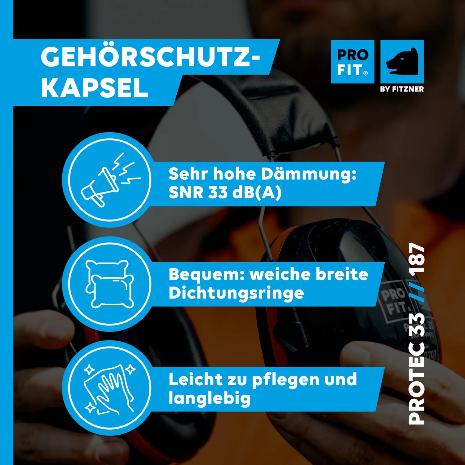 ProFit Protec 33 Kapselgehörschutz schwarz-rot SNR 33 dB
