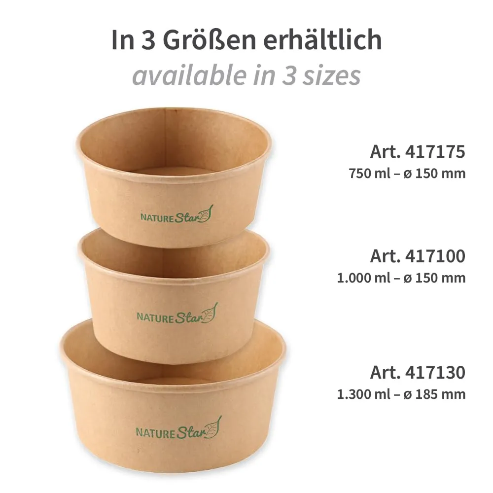 NatureStar Caesar Salatschalen 1000ml braun 300 Stück PE-beschichtet