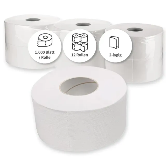 Hygoclean Jumbo Toilettenpapier 12 Rollen 2-lagig