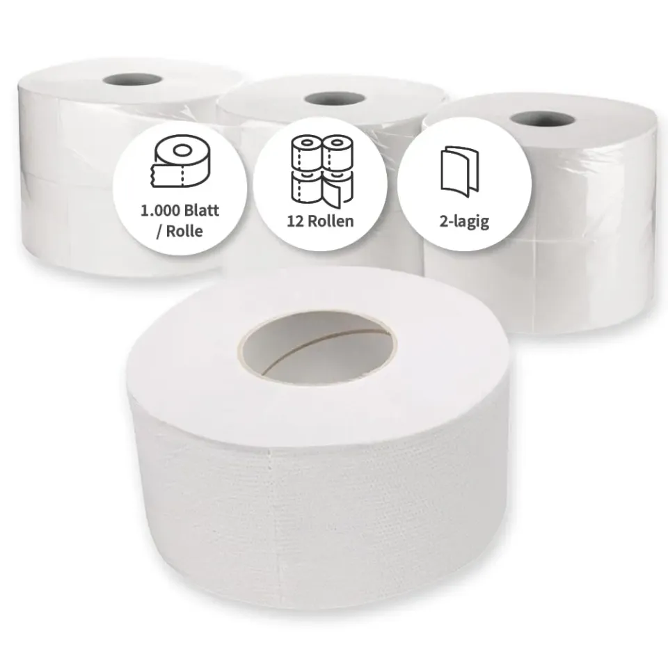 Hygoclean Jumbo Toilettenpapier 12 Rollen 2-lagig