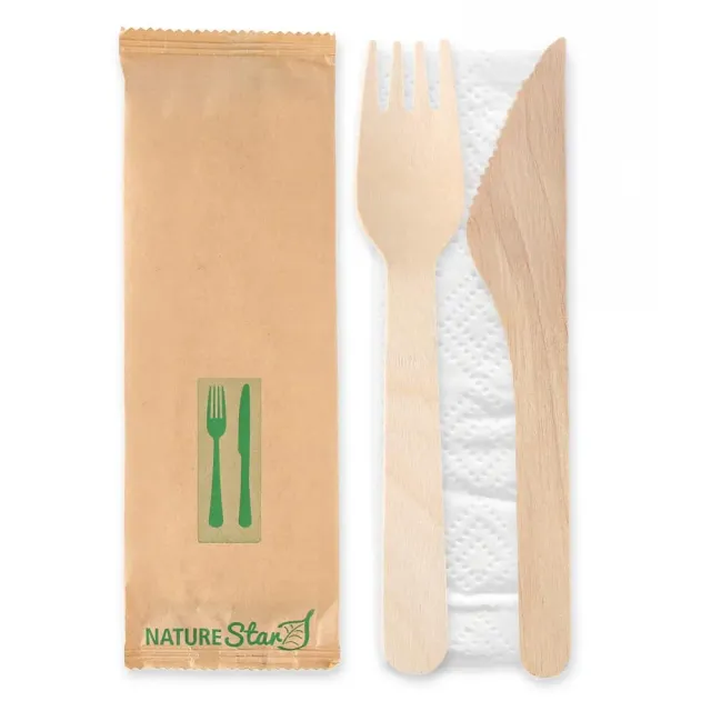 NatureStar Bestecksets Double Holzbesteck 500 Sets gewachst