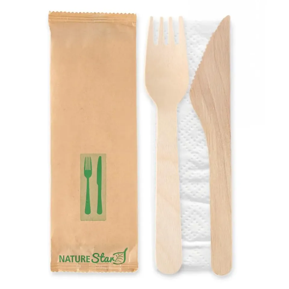 NatureStar Bestecksets Double Holzbesteck 500 Sets gewachst