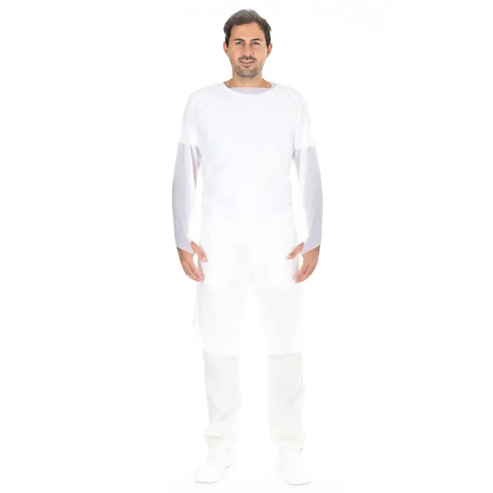 Hygostar Hygiene-Kittel XL weiß 100 Stück CPE Daumenloch