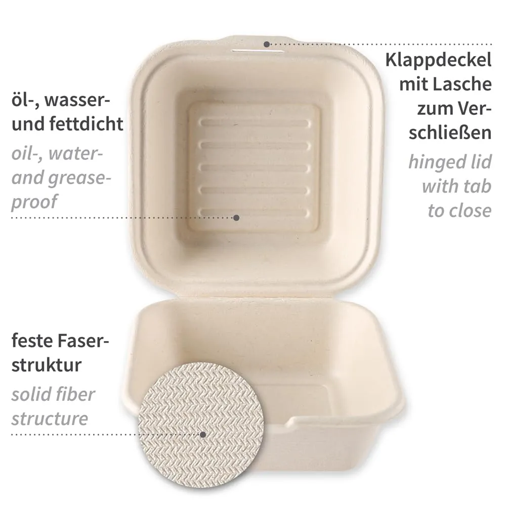 NatureStar Hamburgerbox Zuckerrohr 150mm 500 Stück