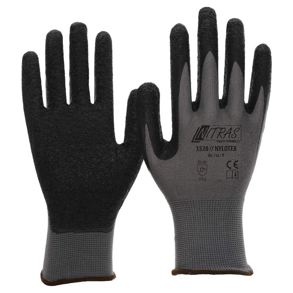 Nitras Nylotex 3520 Arbeitshandschuhe Grau-Schwarz 12 Paar griffig