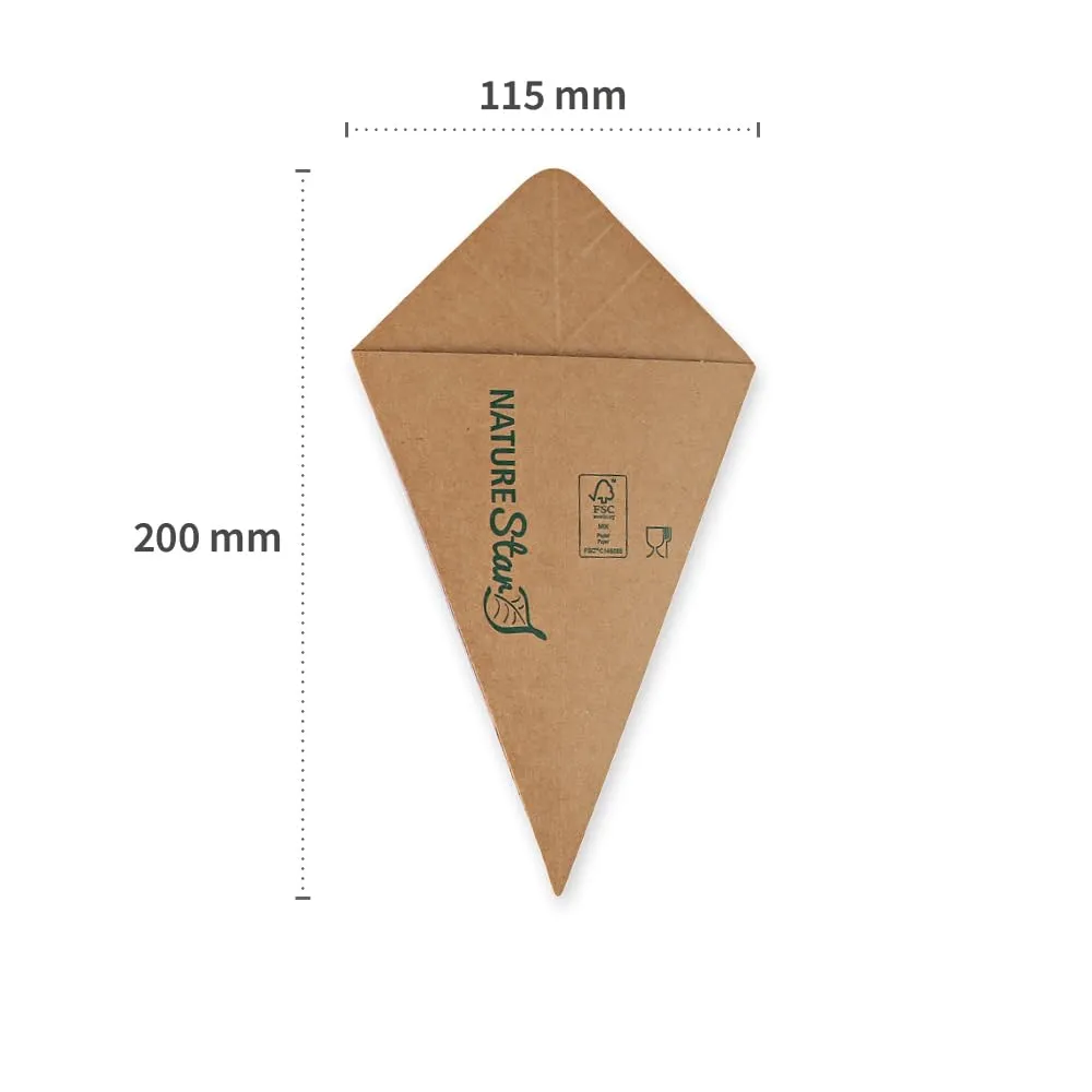 NatureStar Pommes Spitztüten 28 cm 500 Stück mit Dip-Lasche