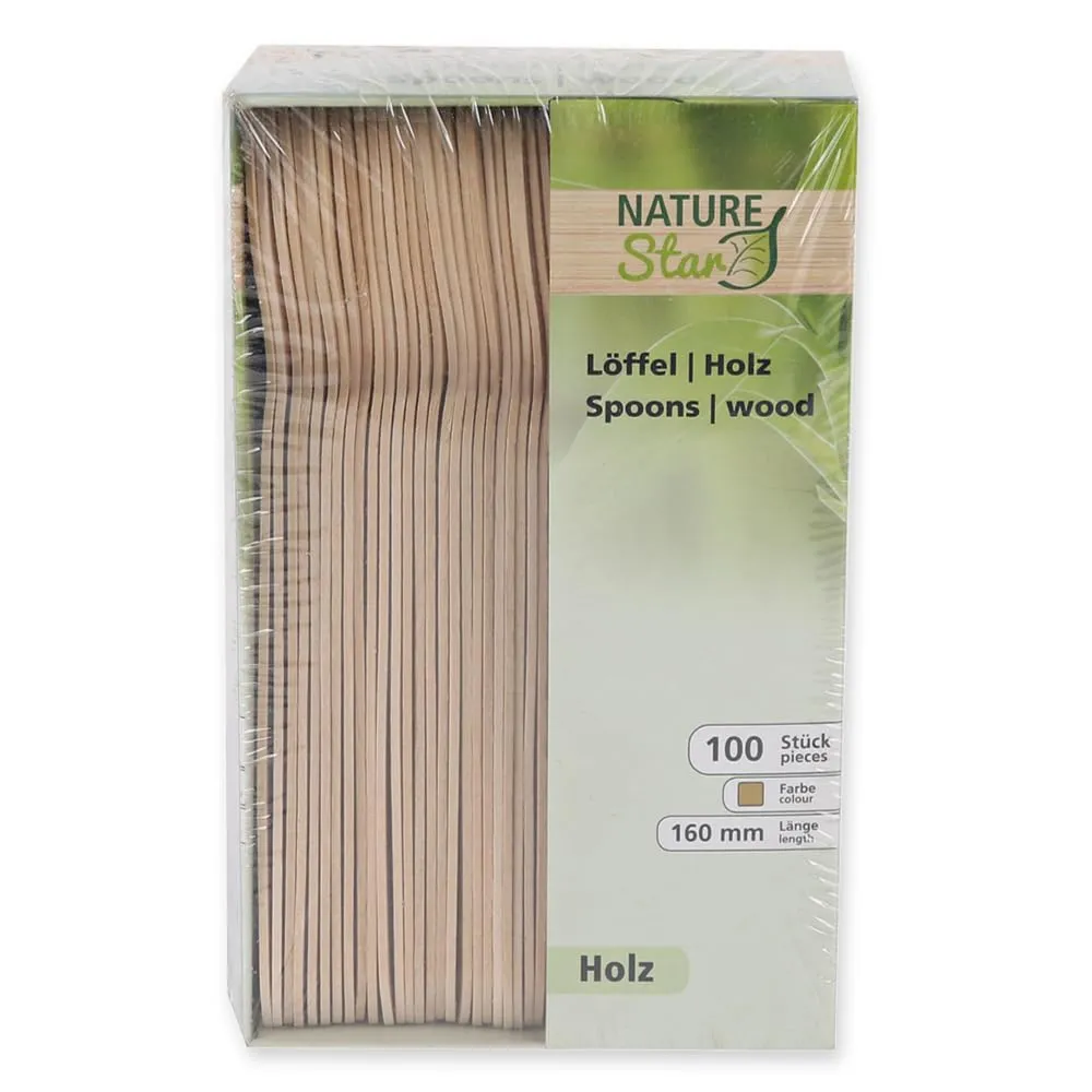 NatureStar Holz Löffel 16 cm 2400 Stück Spenderbox