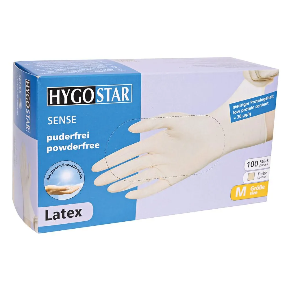 Hygostar Sense Latexhandschuhe M puderfrei 100 Stück griffig