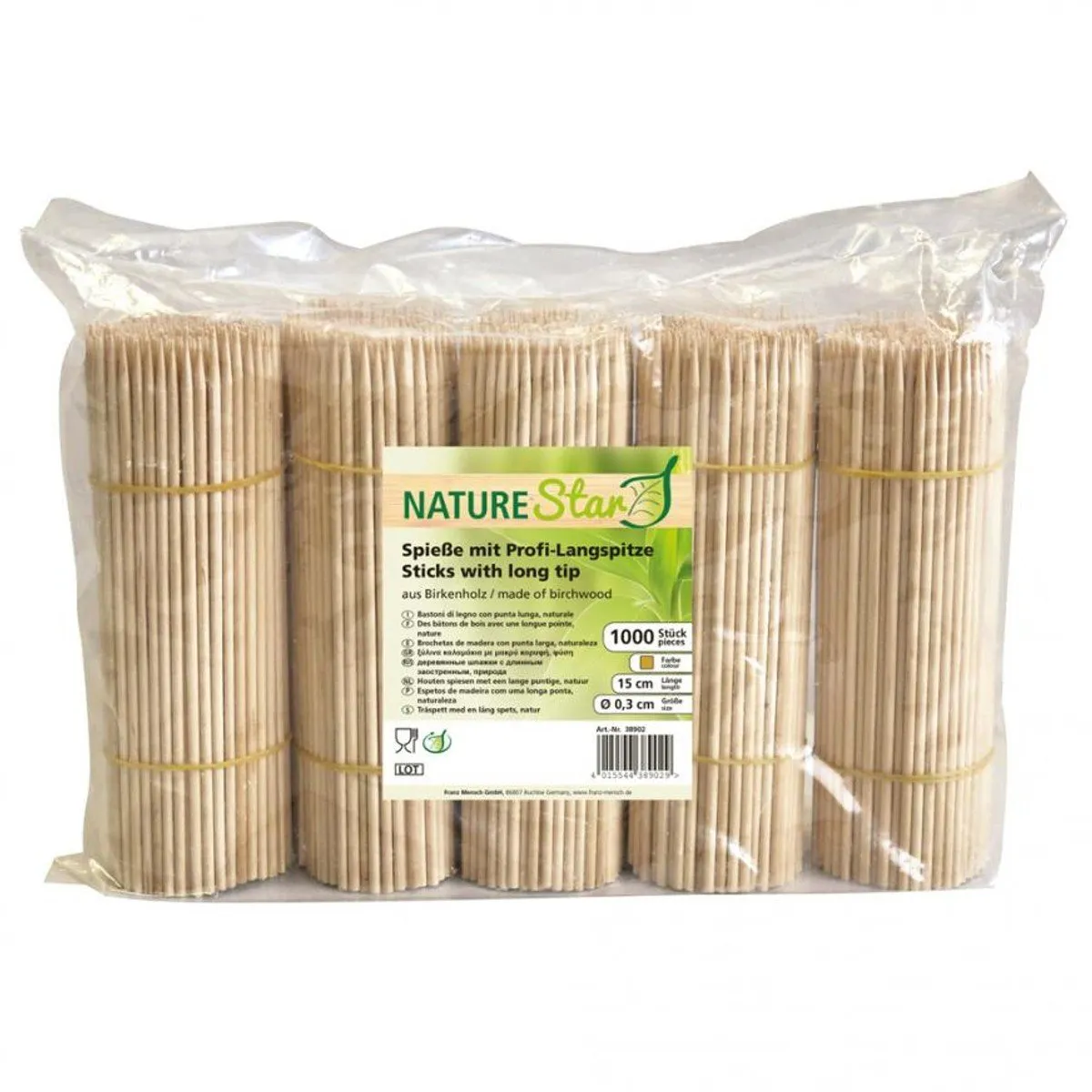 NatureStar Holzspieße 30 cm 3 mm 1000 Stück