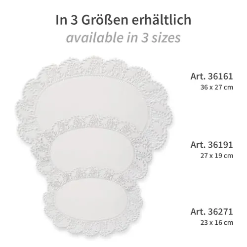Hygostar Tortenspitzen oval 23x16 Tortendeckchen 2000 Stück weiß